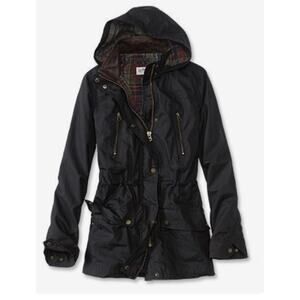 Orvis River Road Waxed Cotton Chore Coat Barn Jacket, Hooded | Sz S, Navy Blue